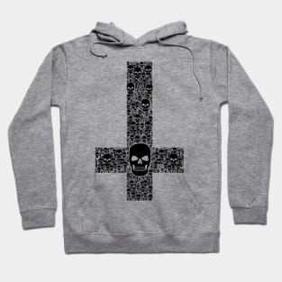 Upside down Cross made of skulls, black Hoodie